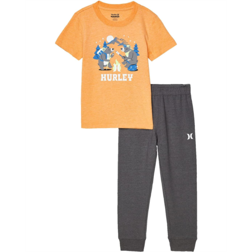 Hurley Kids Short Sleeve Graphic Tee & Fleece Pants Set (Little Kids)