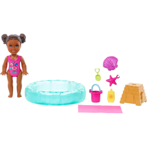 Barbie Small Doll and Accessories, Babysitters Inc. Toddler Doll Set with Pool and 5 Themed Pieces, Babysitters Inc.