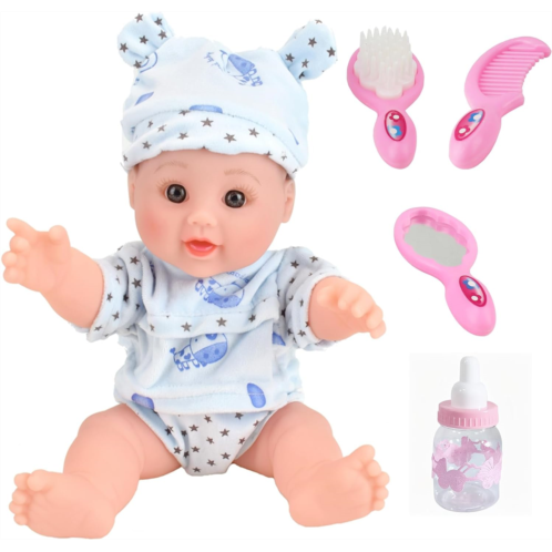 TUSALMO 12 Inch Baby Doll with Accessories Set,Soft Baby Dolls for 3+ Year Old Girls boy,Baby Toys for Birthday Gift (Starry Sky-Blue-First generation-YD-W3010)
