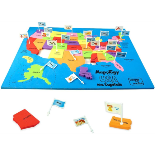 Imagimake Mapology USA with Capitals Learning States and Capitals US Geography Toys for ages 5-7 Jigsaw Puzzles for Kids ages 8-10 Years Educational Toys for ages 8-13 Gifts for Gi