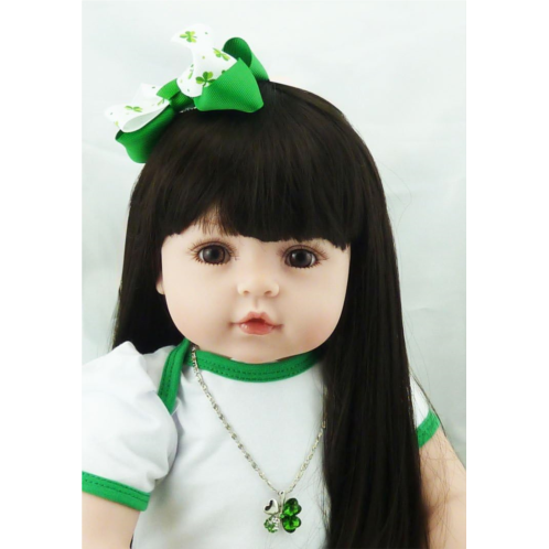 Pinky Reborn Pinky Realistic 22 Inch 55cm Soft Vinyl Reborn Baby Girl Toddler Real Looking Lifelike Newborn Doll Toddler Silicone Babies with Clothes Xmas Gift