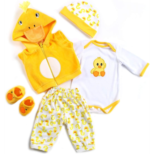Anano Reborn Baby Dolls Clothes 20-23 Inch Outfit Accessories Yellow Duck 5pcs Set for 20-22 Inch Reborn Doll Newborn Girl&Boy
