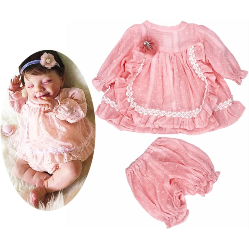Medylove Reborn Girl Doll Clothes 2pcs Suit for 20-22inches Reborn Newborn Baby Doll Matching Clothes