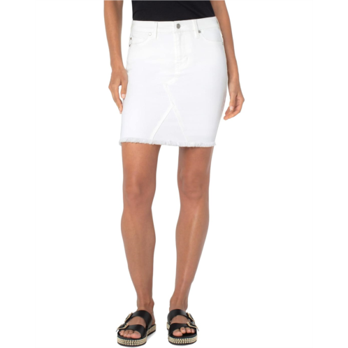 Liverpool Los Angeles Five-Pocket Skirt w/Fray Hem in Bone White