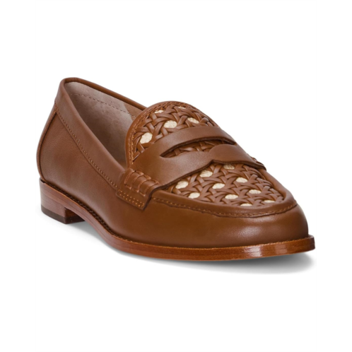 POLO RALPH LAUREN Womens Lauren Ralph Lauren Wynnie II Woven Leather & Raffia Loafers