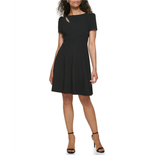 DKNY Cap Sleeve Fit-and-Flare w/ Cutout Detail