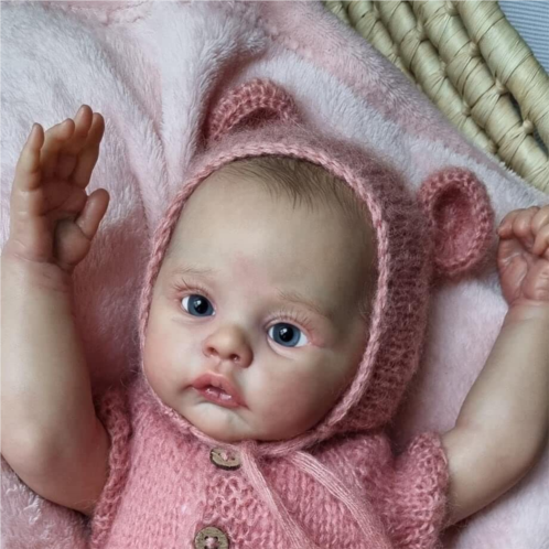 Anano Realistic Reborn Baby Dolls, 18inch Newborn Baby Doll Open Blue Eyes Full Silicone Body Baby Dolls Girl That Look Real Infant Anatomically Correct Lifelike Baby Dolls