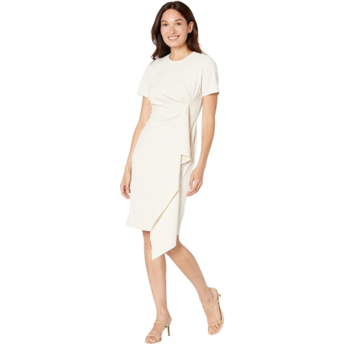 Womens Maggy London Short Sleeve Sheath Dress with Draped Side Detail