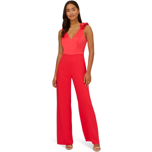 Adrianna Papell Ruffle Shoulder Stretch Crepe Jumpsuit