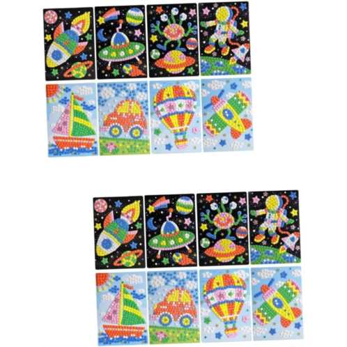 ibasenice 16 Pcs Mosaic Sticker Picture Mosaic Sticker Art for Kids DIY Stickers Kit Crafting Supplies for Kids Eva Diamonds Mosaic Sticker Kid Stickers Child Yacht Manual