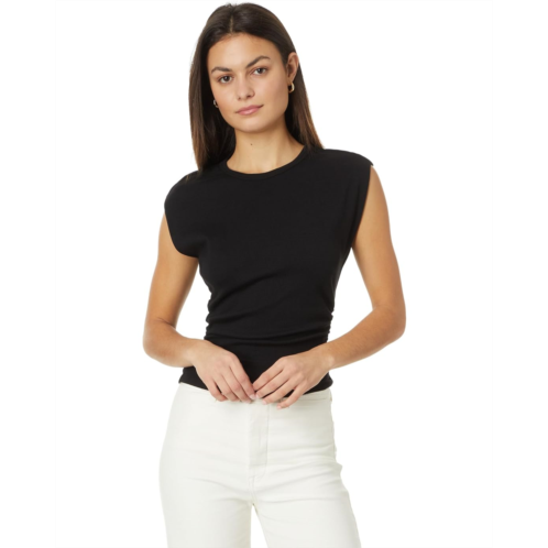 Womens Michael Stars Joni Crew Neck Power Shoulder Top