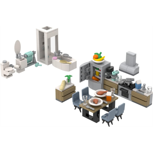 Brick Loot Piece Apartment Life Building Brick Set, For Adults & Kids Age 6+, 100% Compatible with Lego & Other Major Brands, Includes Furniture for Living Room, Kitchen, Bathroom,