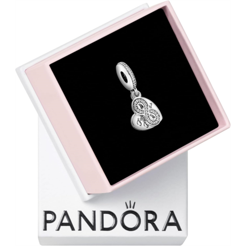 Pandora Forever Friends Heart Dangle Charm - Compatible Moments Bracelets - Jewelry for Women - Gift for Women - Made with Sterling Silver & Cubic Zirconia, With Gift Box
