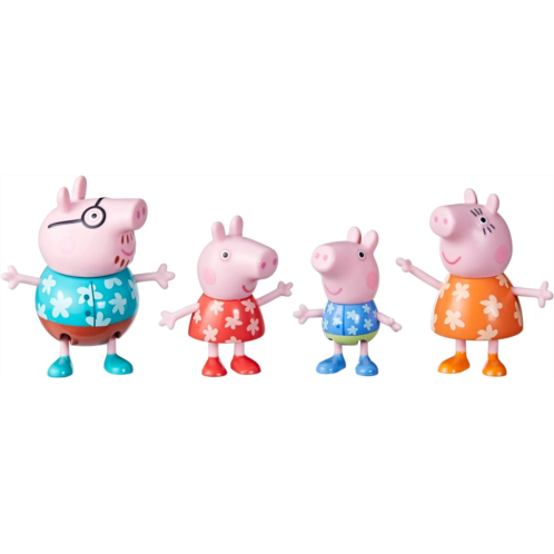 Peppa Pig Toys Peppas Family Holiday, 4 Family Figures in Tropical Holiday Outfits, Preschool Toys for 3 Year Old Girls and Boys and Up