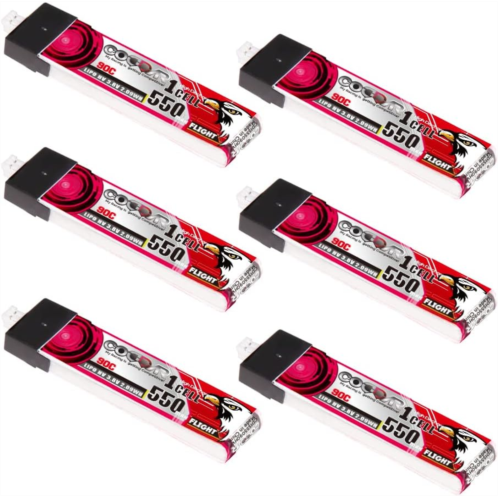 6 Packs CODDAR 550mAh 1S 3.8V 90C HV LiPo Battery with JST-PH 2.0 Connector for Inductrix FPV Racing Drone Like EMAX Tinyhawk 2 Racing Drone FPV Quads Quadcoper (CD1S55090HVP)