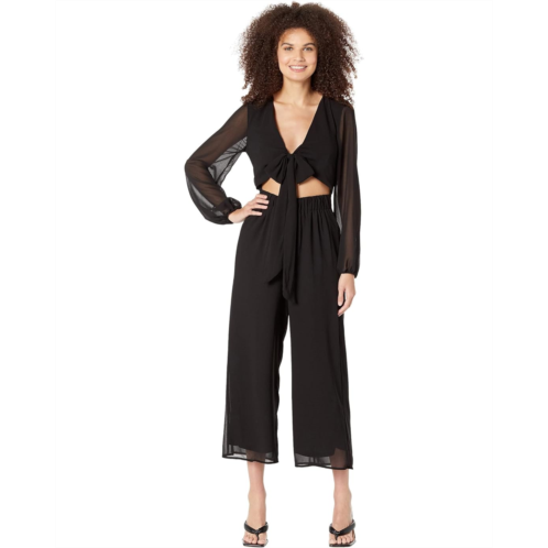 Bebe Tie Front Elastic Waist Jumpsuit