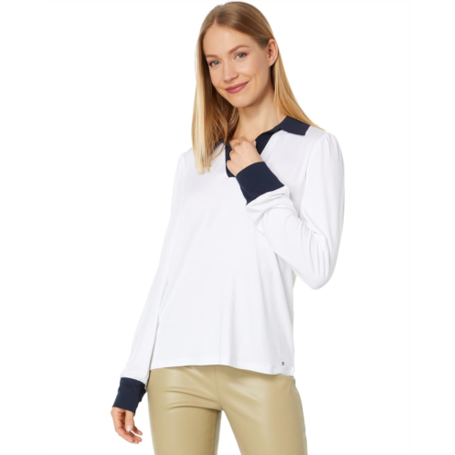 Womens Tommy Hilfiger Long Sleeve Johnny Collar Top