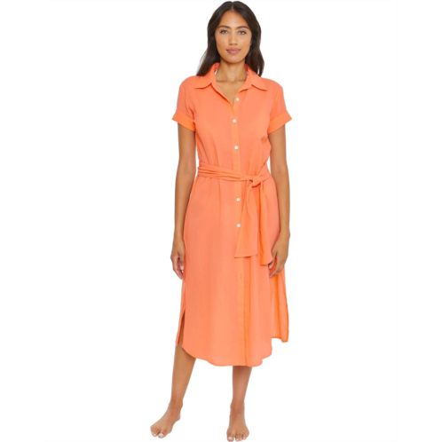 BECCA Gauzy Button-Down Shirtdress Cover-Up