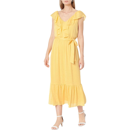 DKNY Sleeveless V-Neck Ruffled Dress