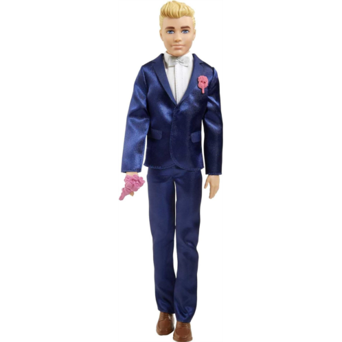 Barbie Fairytale Ken Groom Doll (Blonde 12-inch) Wearing Suit and Shoes, with 5 Accessories, For 3 to 7 Year Olds
