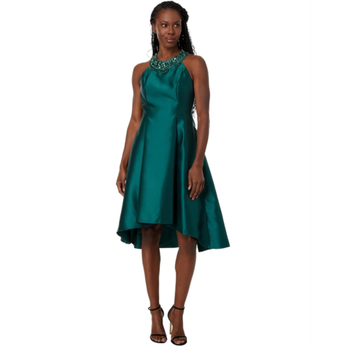 Adrianna Papell Stretch Mikado Party Dress with Beaded Neckline