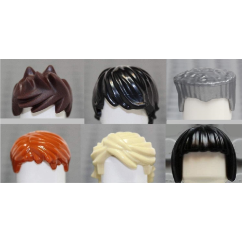 LEGO Ninjago Accessories: Ninja Set of 6 Hair Pieces (Loose) fits - Lloyd, Cole, Kai, Jay, NYA & Zane