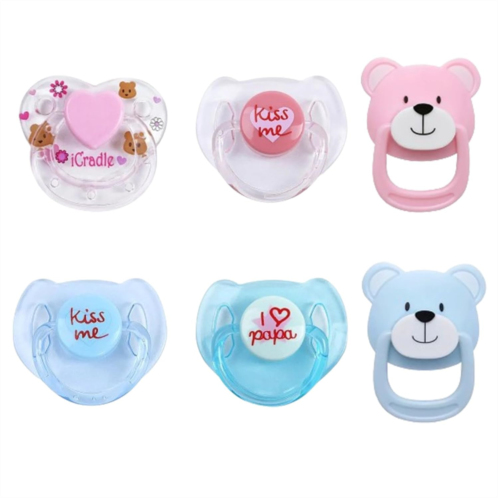 Mire & Mire 6 Pcs Doll Magnetic Pacifiers Baby Doll Accessories for Reborn Baby Doll, Pretend Play Feeding Toy Kids Gift (Pink/Blue/)