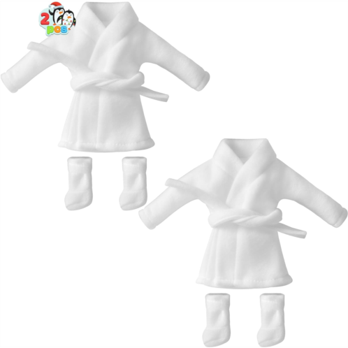 JOYIN 2 Pcs Xmas Clothing White Bathrobe for Doll, Bathrobe Set with Shoes Dolls Clothing, for Kid, Christmas Decorations( Doll is Not Included)