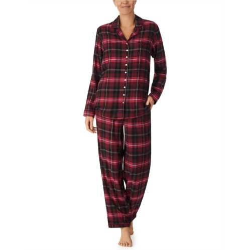 Womens Eileen West Flannel Notch Collar PJ