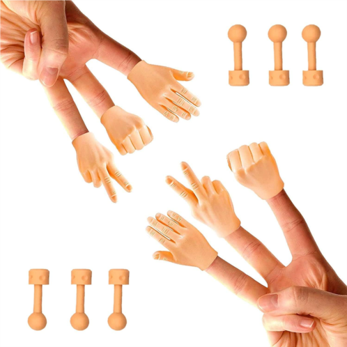 Daily Portable Tiny Finger Hands- Rock Paper Scissors 6 Pack - Little Finger Puppets, Mini Rubber Rock, Paper Scissors, Miniature Small Hand Puppet Prank from Tiktok - 2 of Each Fi