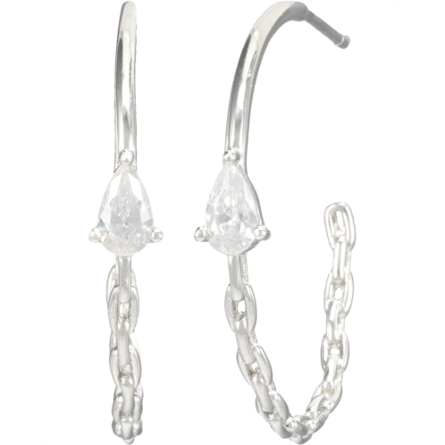 Argento Vivo Pearl/CZ Hoop Chain Earrings