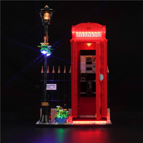VONADO LED Light Kit for Lego Red London Telephone Box 21347 Creative Lighting Set Accessories Compatible with Lego London 21347 Building Set (Lights Only, No Models)