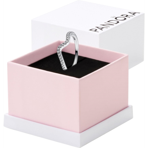 Pandora Sparkling Wave Ring - Ring for Women - Layering or Stackable Ring - Gift for Her - Clear Cubic Zirconia - With Gift Box