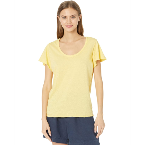 Michael Stars Jana Scoop Neck Flutter Sleeve Top in Supima Cotton Slub