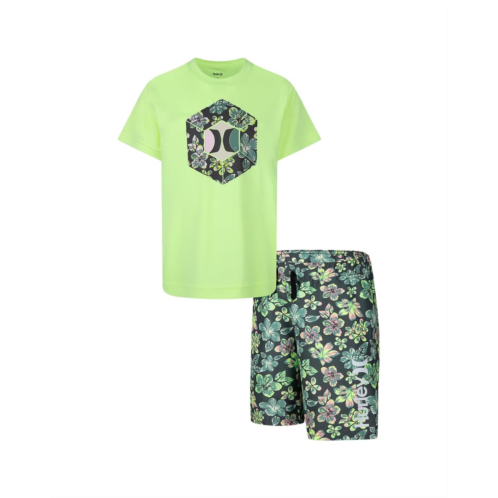 Hurley Kids UPF 50+ Short Sleeve T-Shirt & Swim Trunk Two-Piece Set (Little Kid)
