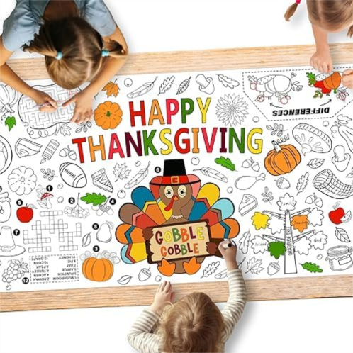 Gatherfun Family Fun Thanksgiving Activity Poster - 30 x 72 Inches, Turkey-Themed Thanksgiving Day Party, Versatile Paper Coloring Banner/Table Cover for Fall School Parties and Special Even