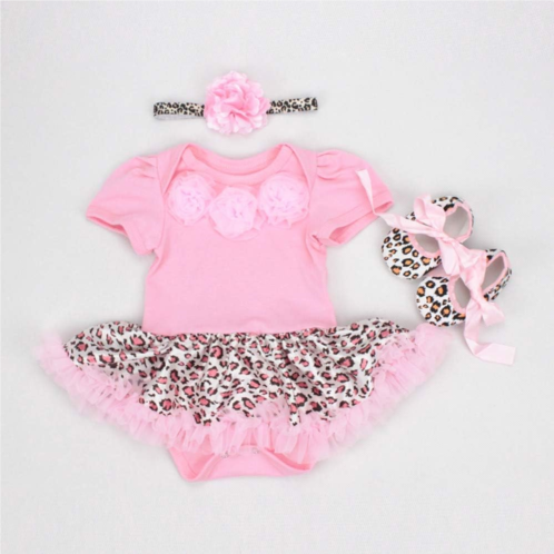 NPK collection Reborn Baby Doll Clothes Accessories 20-23 Inch Newborn Girl Pink Leopard Tutu Dress Clothing Set