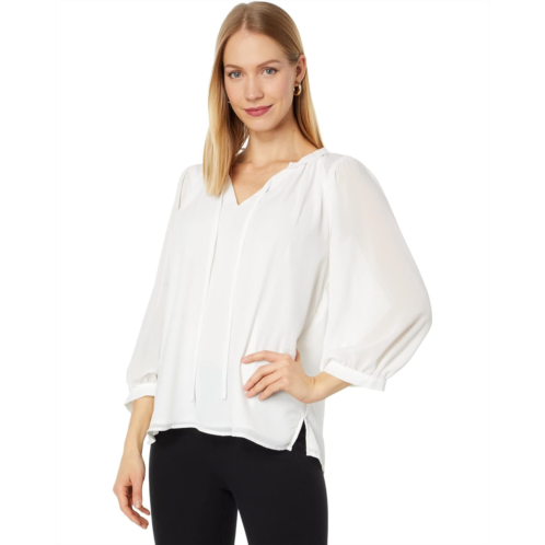 Womens Vince Camuto Raglan Peasant Split-Neck Blouse