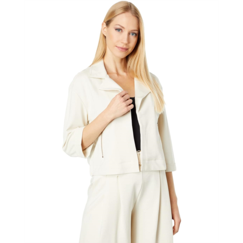 Lysse Picnic Crop Ruched Jacket in Drapey Ponte