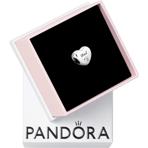 Pandora Dad Heart Charm - Compatible Moments Bracelets - Jewelry for Women - Gift for Women in Your Life - Made with Sterling Silver & Cubic Zirconia, With Gift Box