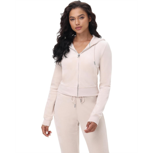 Juicy Couture Luxe Velour Juicy Hoodie with Back Bling