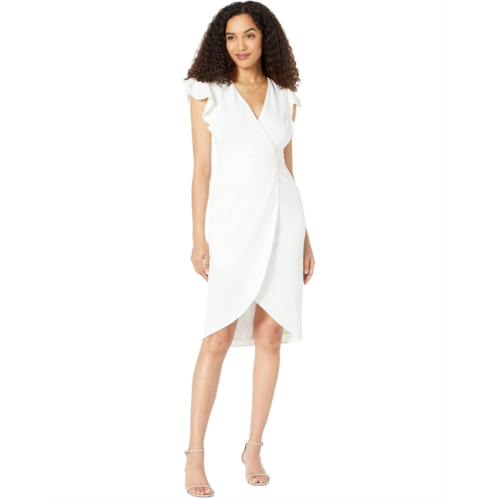 Donna Morgan Wrap Midi with Ruffle Sleeve