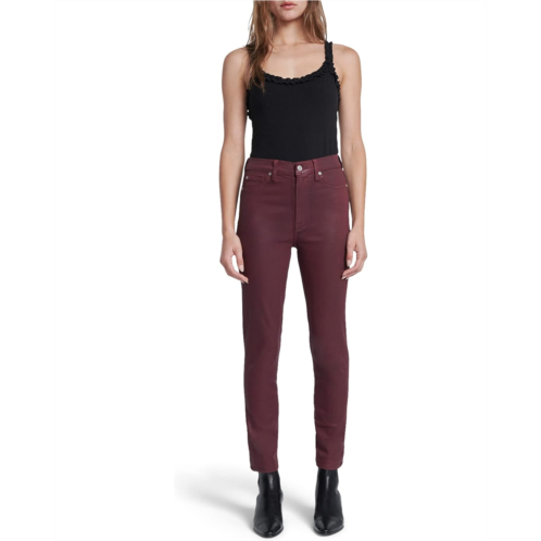 7 For All Mankind High-Waisted Ankle Skinny Faux Pocket in Ruby Rust