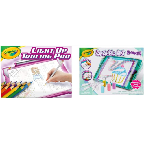Crayola Light Up Tracing Pad for Girls & Boys (Pink) and Crayola Sprinkle Art Shaker Rainbow Arts and Crafts