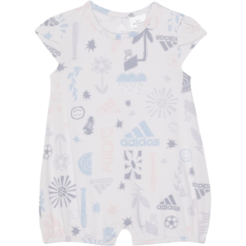 Adidas Kids All Over Print Tulip Sleeve Shortie Romper (Infant)