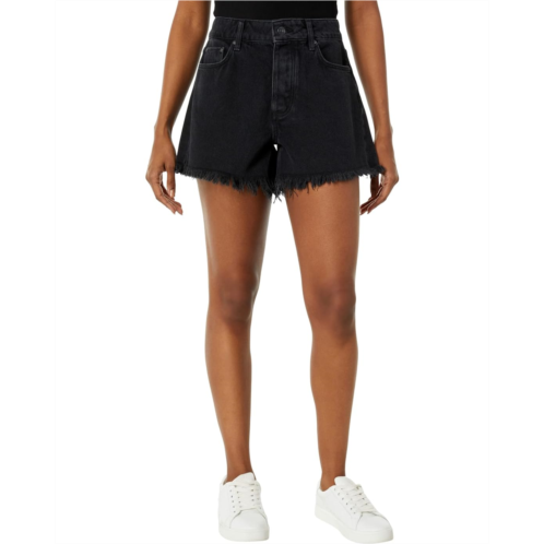 Paige Noella Cutoffs Shorts w/ Covered Buttonfly in Black Dove/Heavy Fray Hem