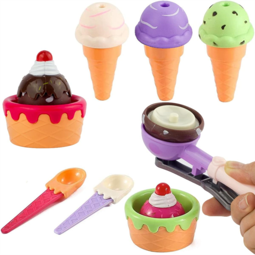 Liberty Imports Kids Ice Cream Toy Set - Pretend Play Sweet Treats Ice Cream Parlour Dessert Accessories Playset with Cone and Scoop for Toddler Imaginary Play