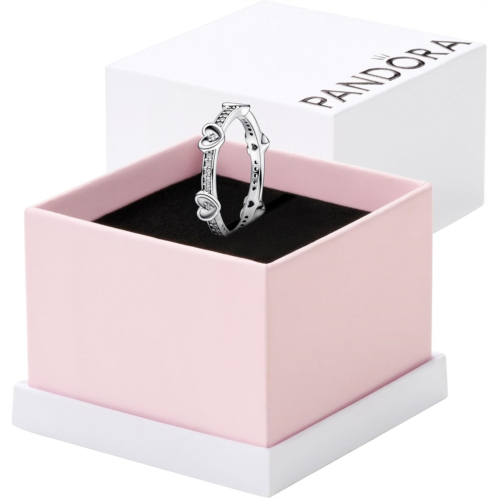 Pandora Radiant Sparkling Hearts Ring - Meaningful Silver Ring for Women - Layering or Stackable Ring - Mothers Day Gift - Sterling Silver with Clear Cubic Zirconia - With Gift Box