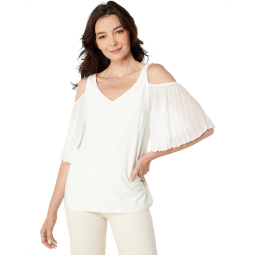 Vince Camuto Short Sleeve Cold-Shoulder Smock Bottom Blouse