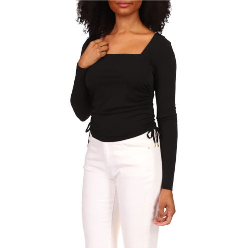 Michael Michael Kors Square Neck Ruched Long Sleeve Top